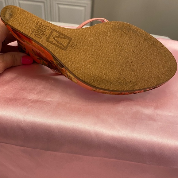 A S STUDIO SIZE 38 (US 7.5) PLATFORM SANDALS EACH HAS PINK/GREEN JEWEL BUTTERFLY - Picture 8 of 8